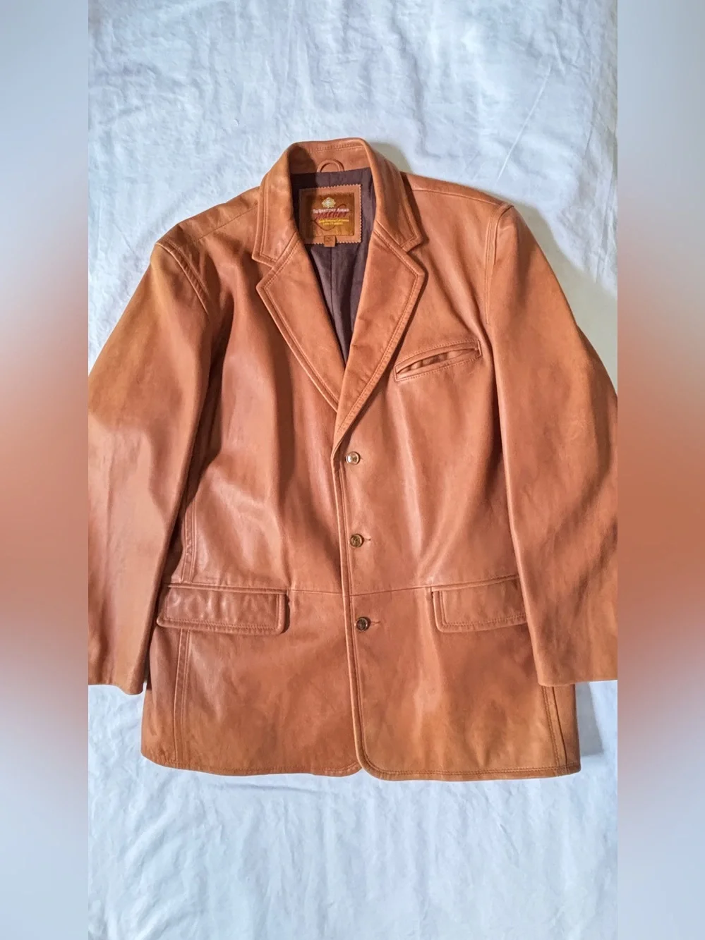 Territory Ahead Mens XL Genuine Leather Brown Blazer Sport Coat Jacket